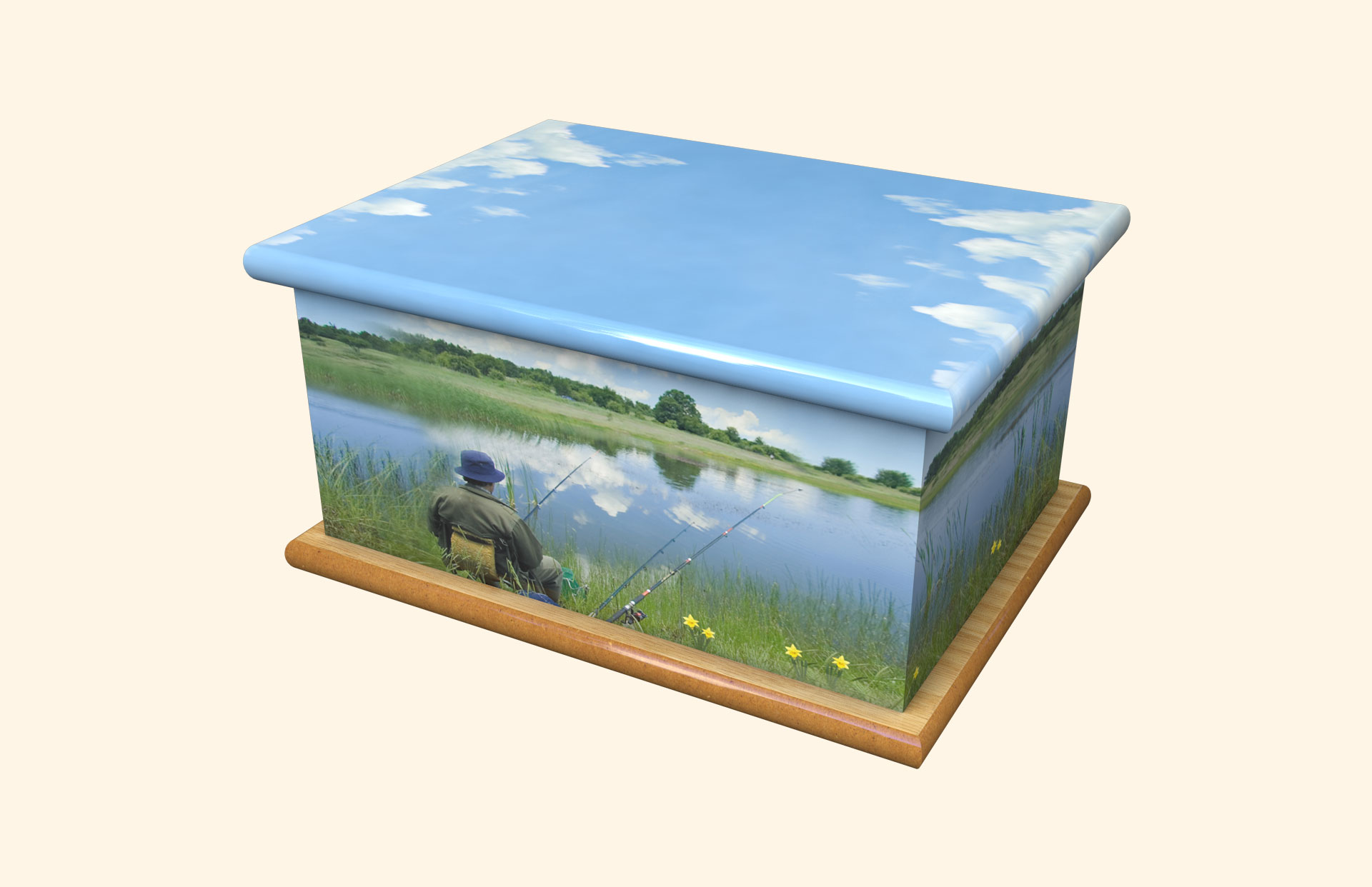 Fishing on the River adult ashes casket